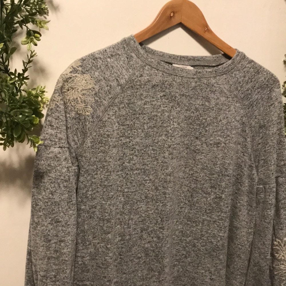 Gray knox rose floral print balloon long sleeve - Picture 4 of 5